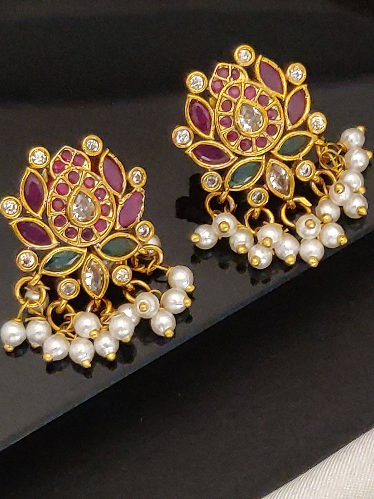 Abdesigns Attractive Lotus Multi Color Studs Earrings