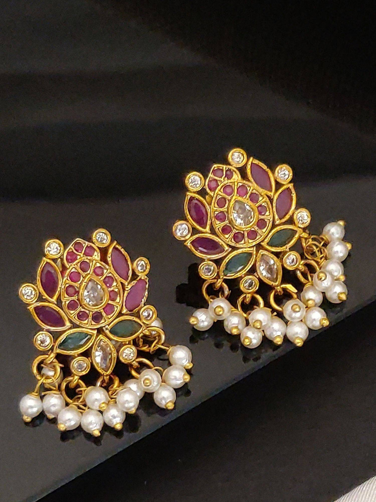 Abdesigns Attractive Lotus Multi Color Studs Earrings