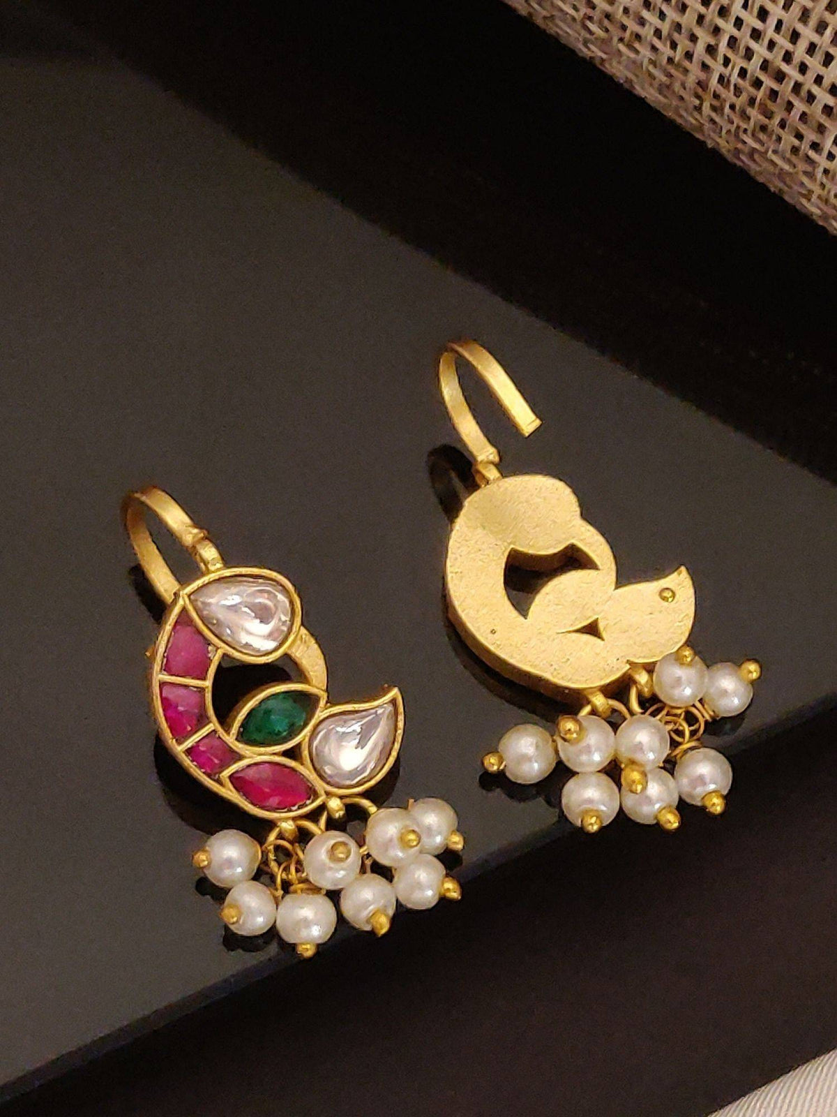 Abdesigns Gold-Plated Artificial Beads Pachi Kundan Bugadi Ear Cuff