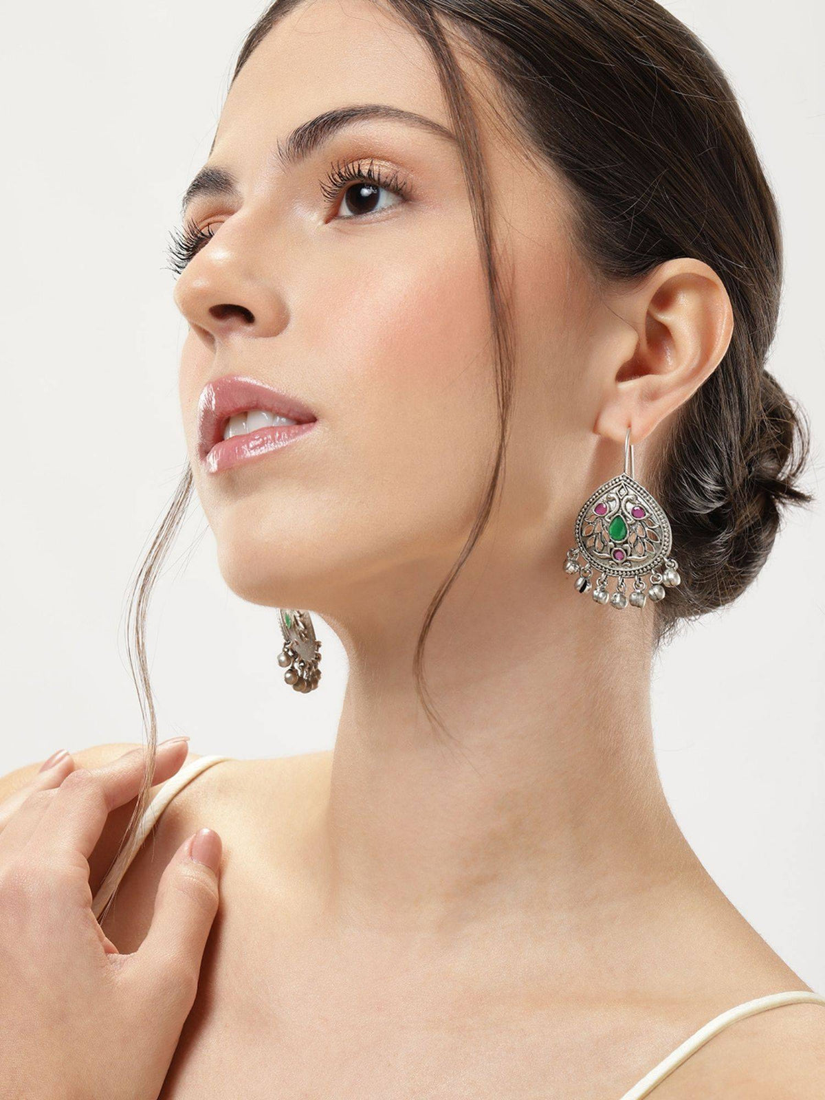 Abdesigns Sophisticated German Silver Plated Drop Earrings (Pack of 2)