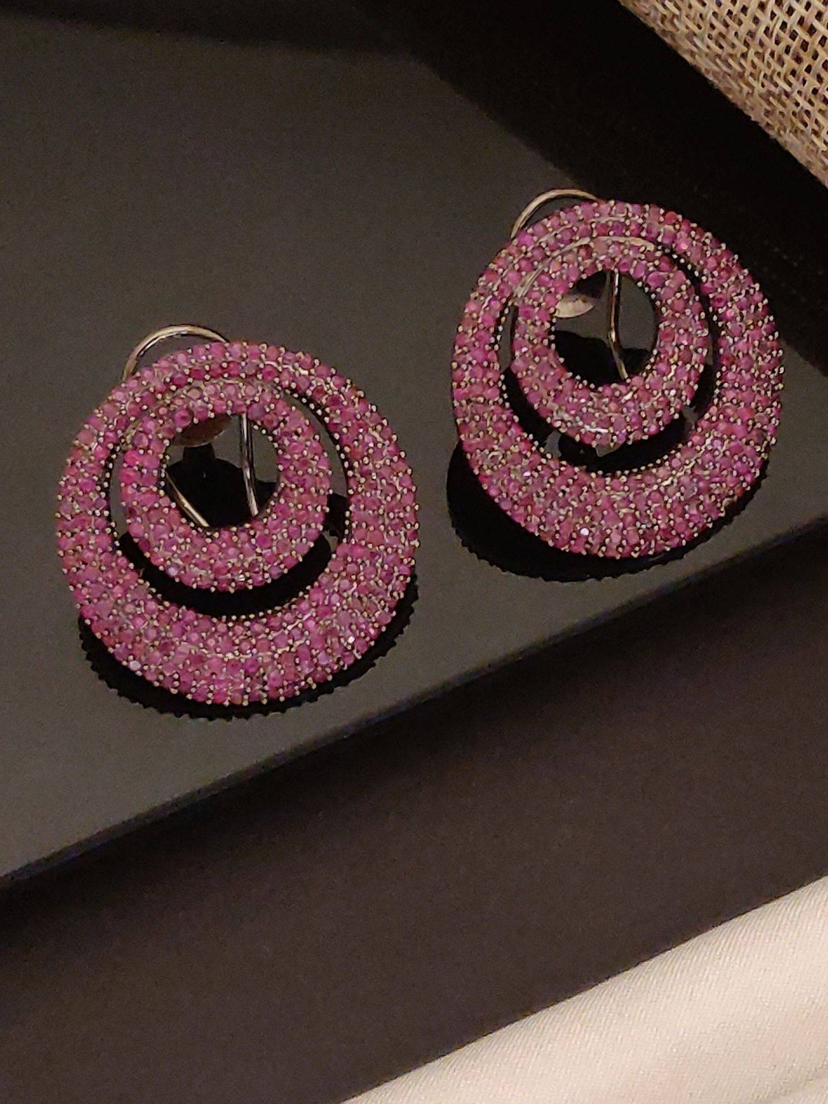 Abdesigns Elegant Silver Plated American Diamond Stud Earrings