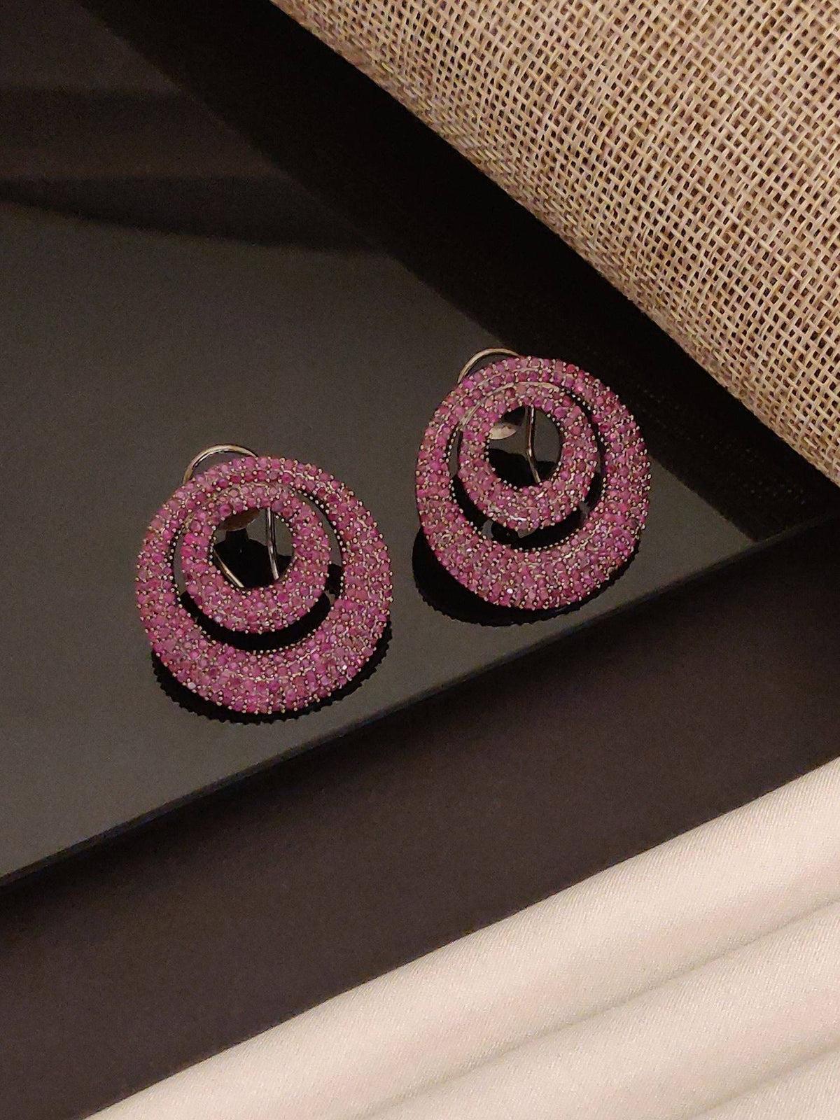 Abdesigns Elegant Silver Plated American Diamond Stud Earrings
