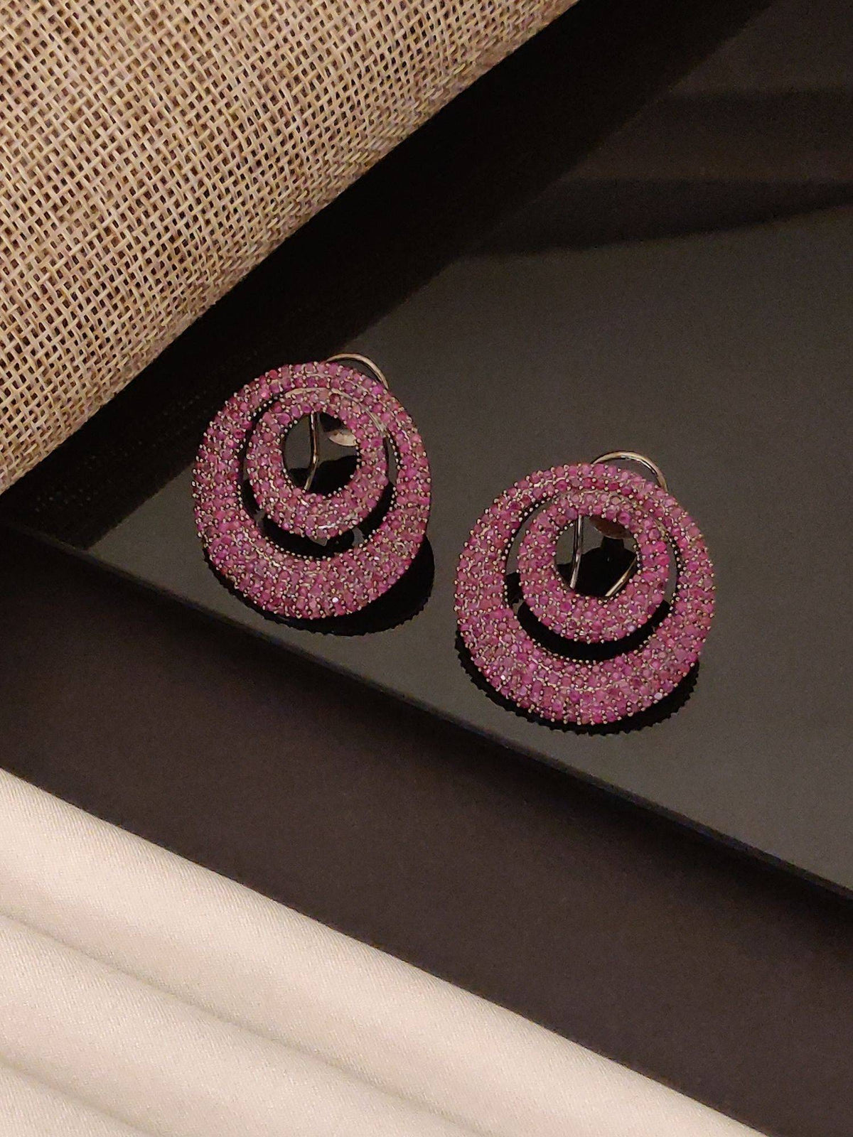 Abdesigns Elegant Silver Plated American Diamond Stud Earrings