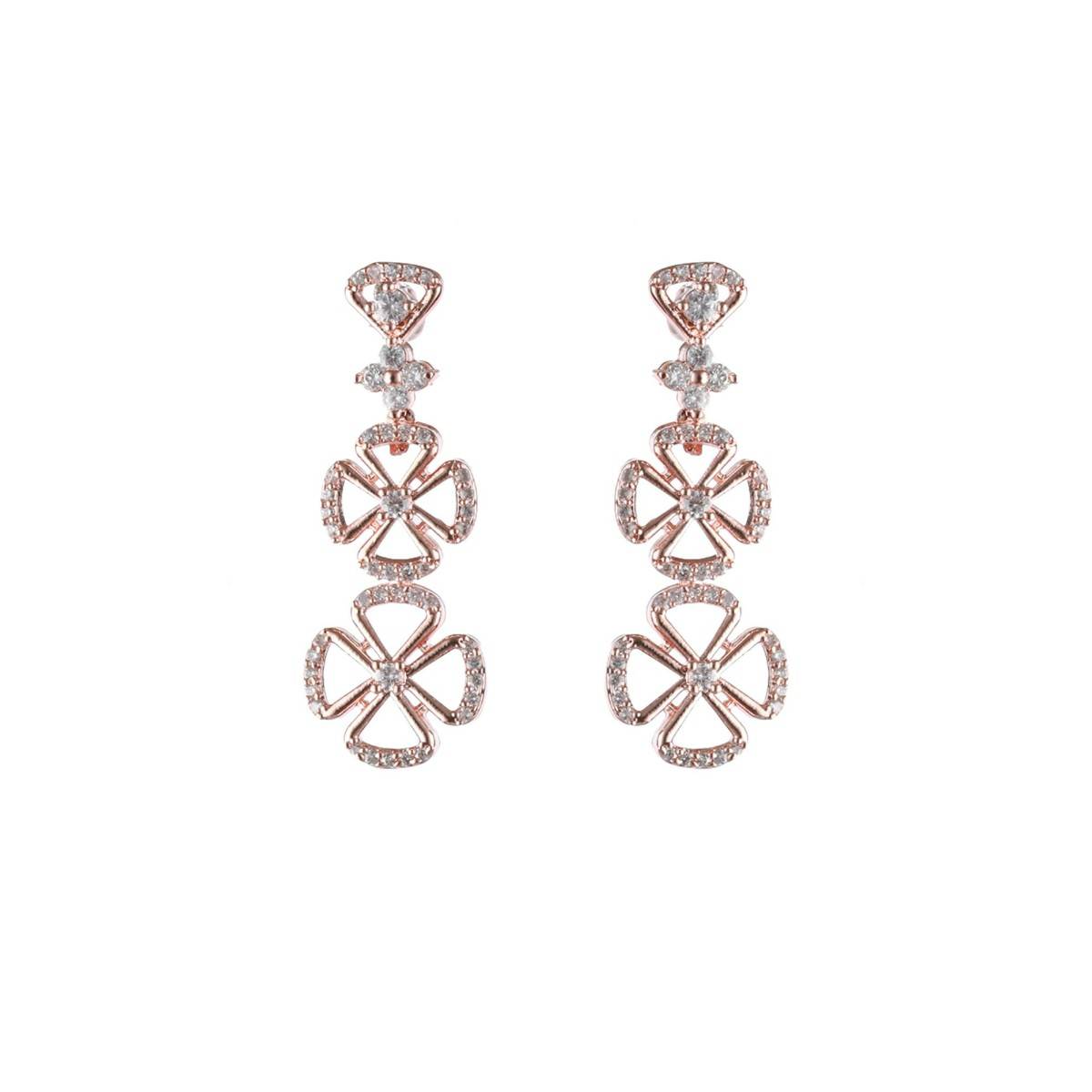 Aatmana Rose Gold Plated CZ Studded Floral Jewellery Set