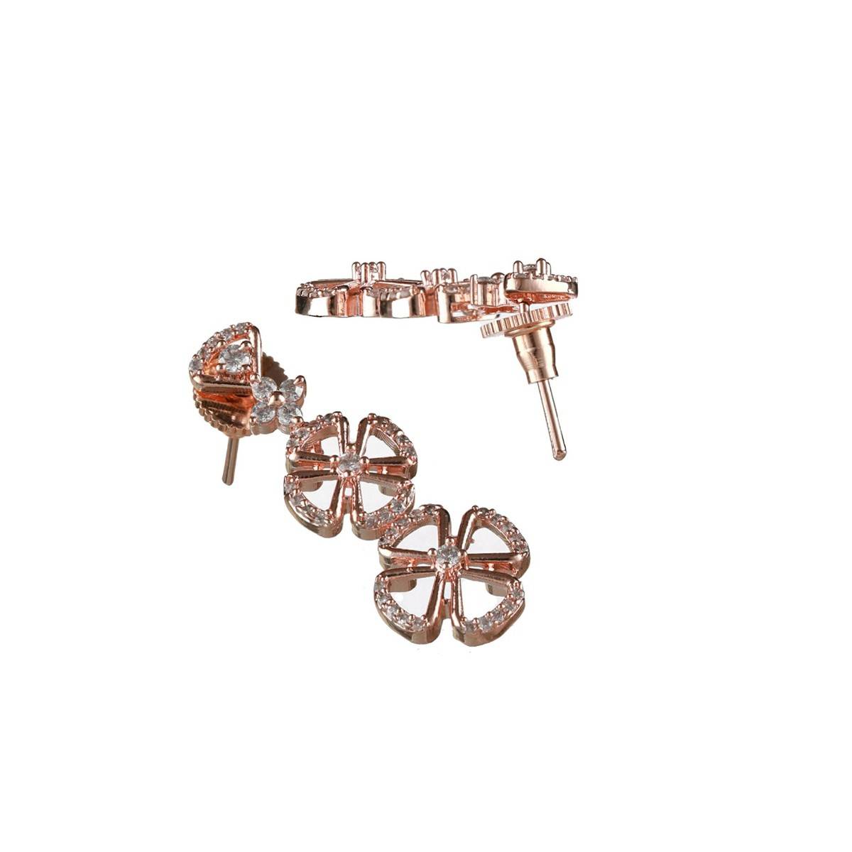 Aatmana Rose Gold Plated CZ Studded Floral Jewellery Set