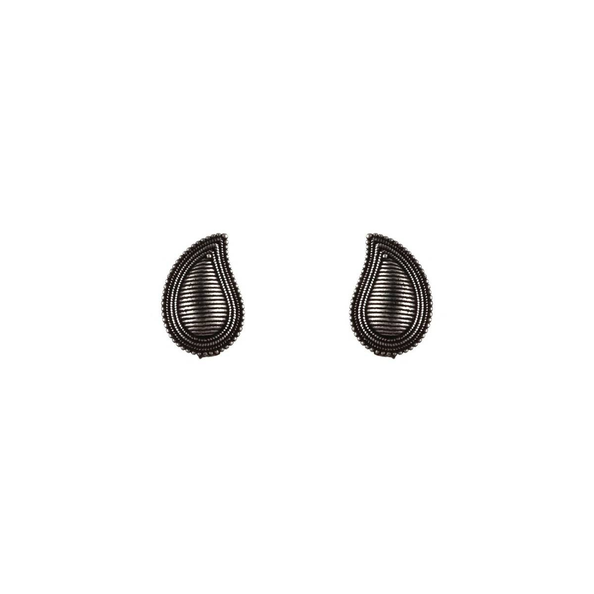 Aatmana Oxidised Silver Tone Black Stone Studded Jewellery Set