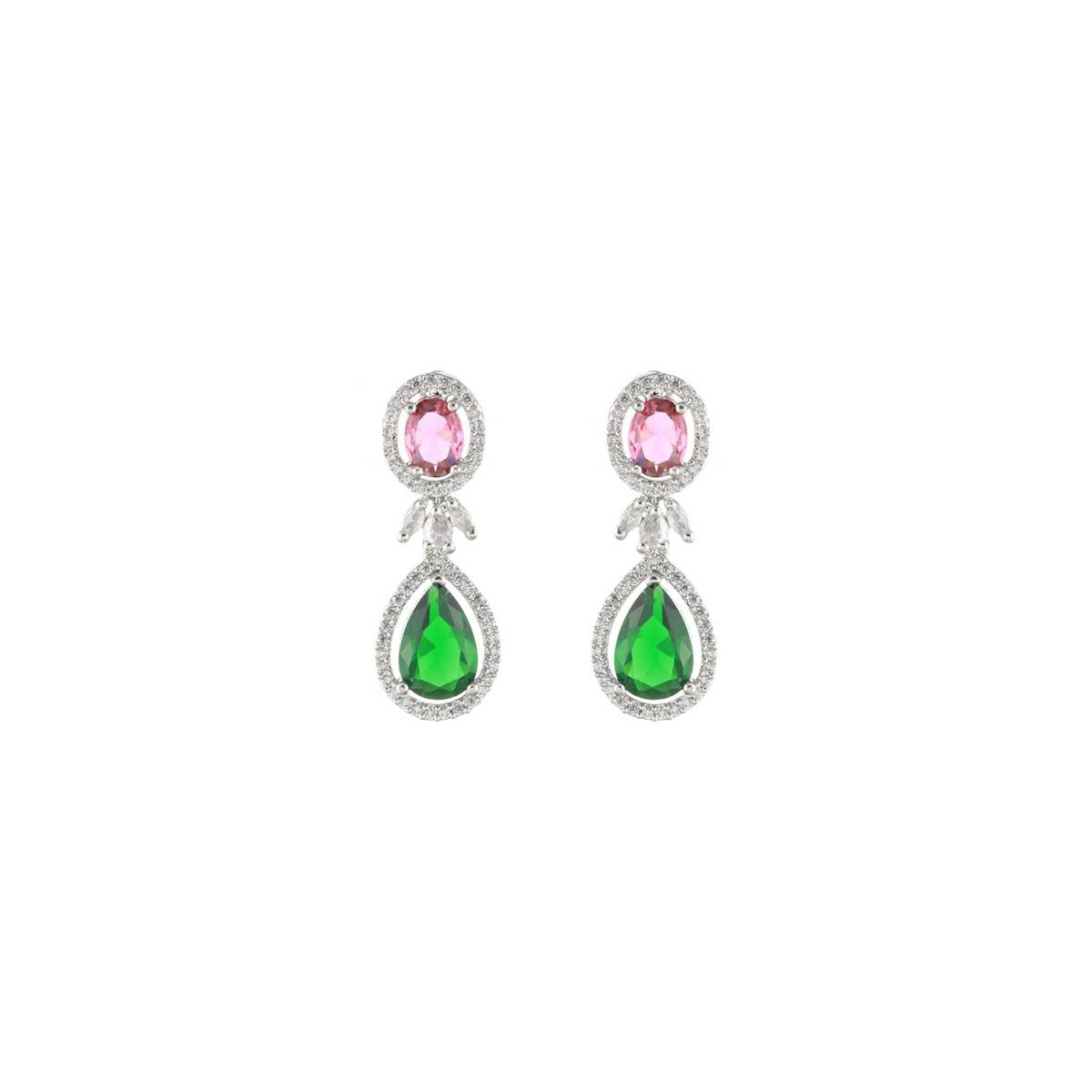 Aatmana Silver Plated Multicolor AD Stone Studded Jewellery Set