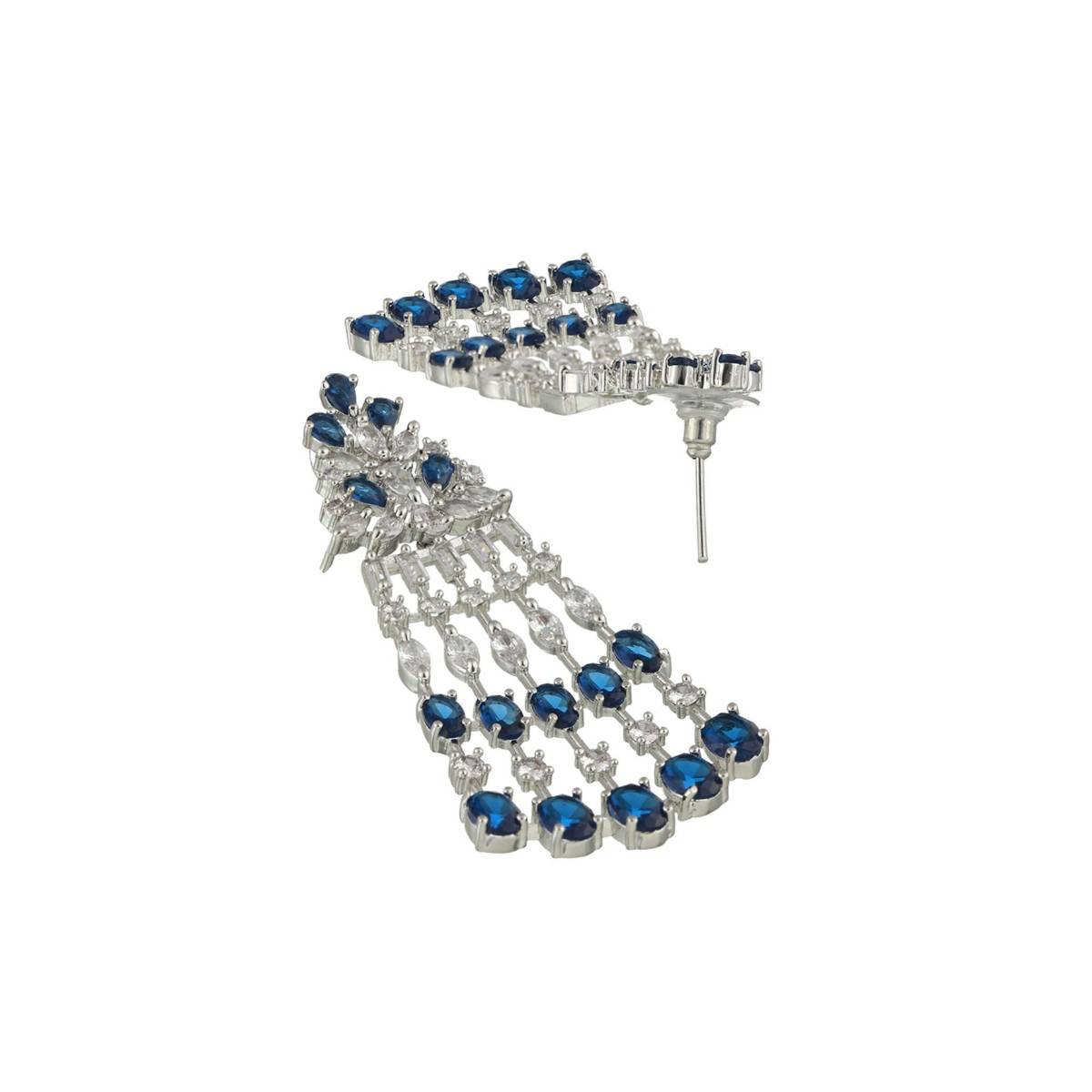 Aatmana Blue Rhodium Plated & AD Studded Jewellery Set
