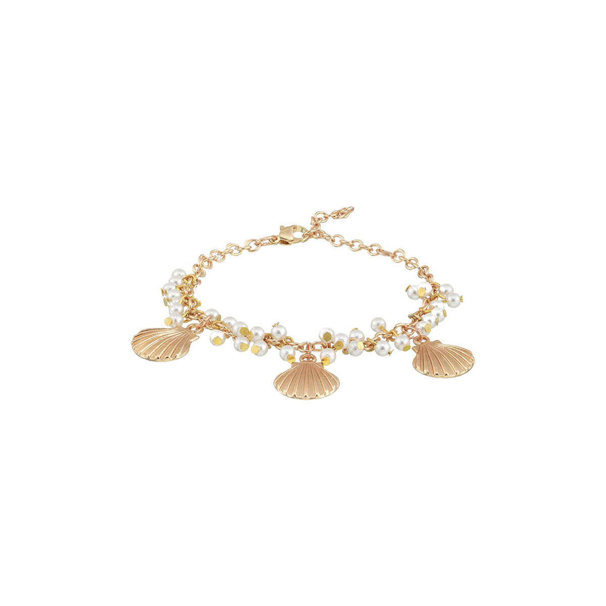 Aatmana Gold plated Western Style Shell Shaped & Pearl Beaded Bracelet