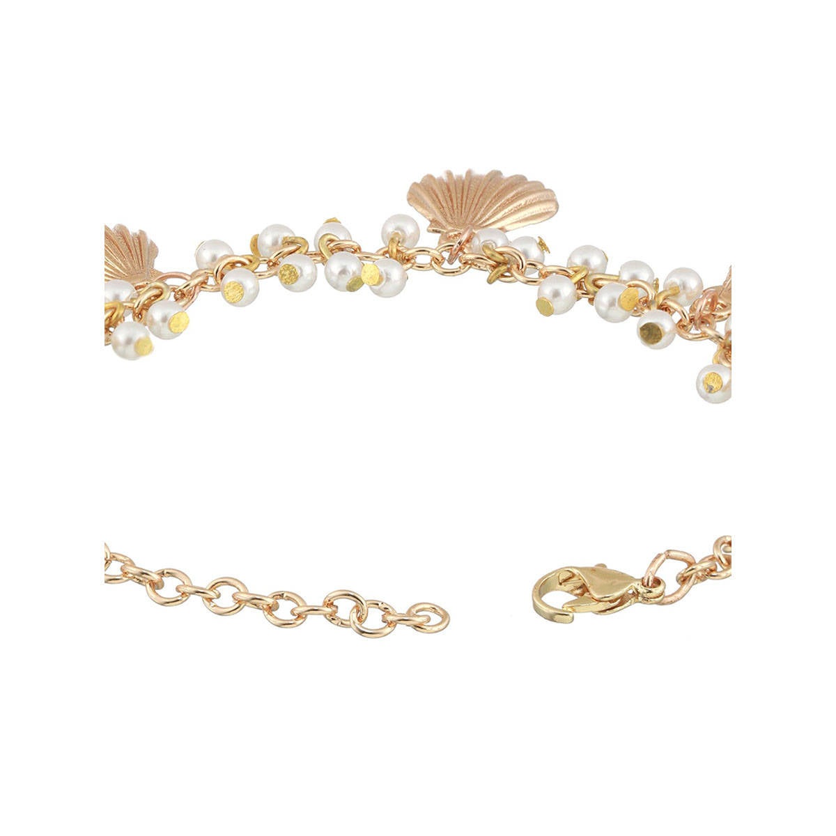 Aatmana Gold plated Western Style Shell Shaped & Pearl Beaded Bracelet
