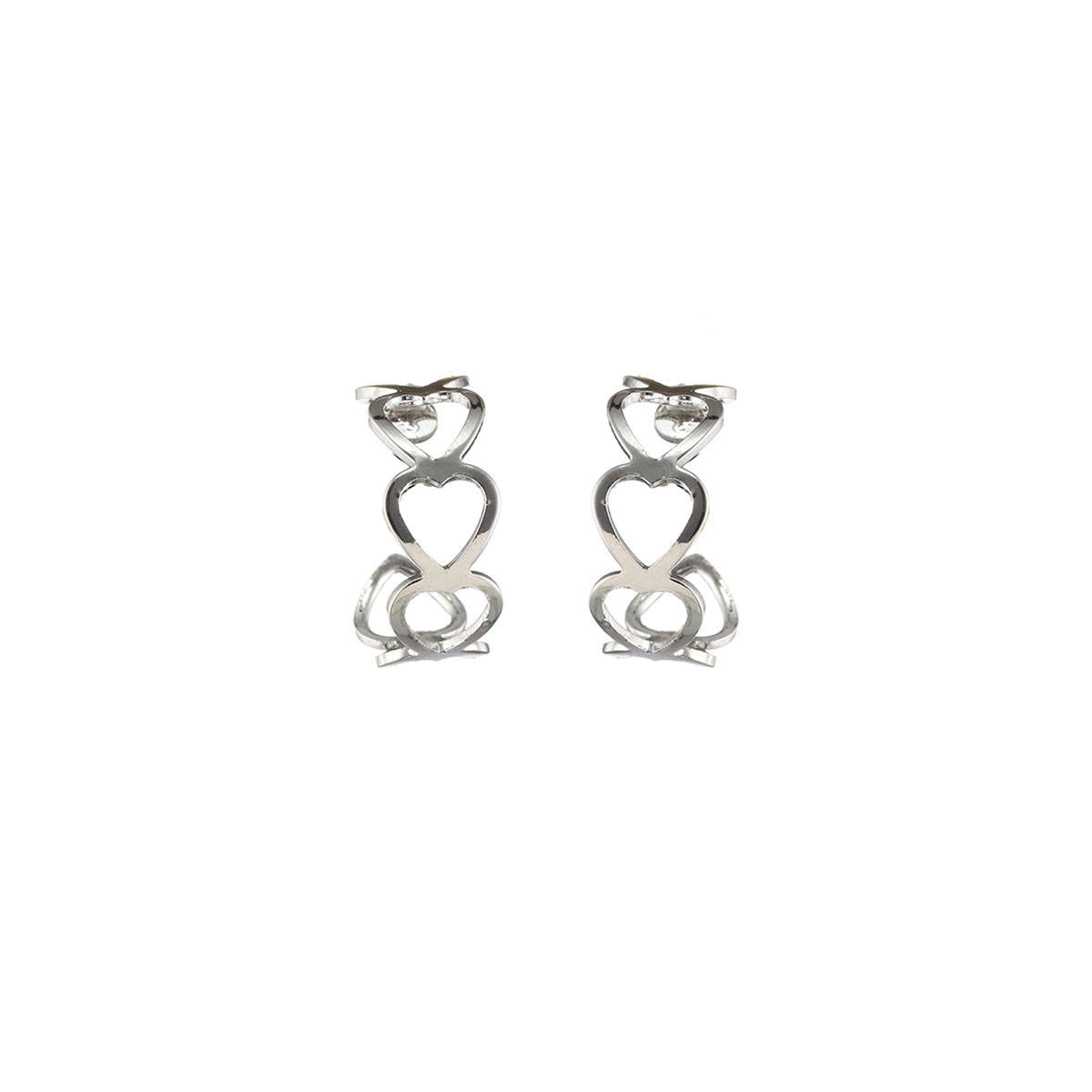 Aatmana Contemporary Bold Silver-Toned Heart Shaped Metallic Open-Hoop Earrings