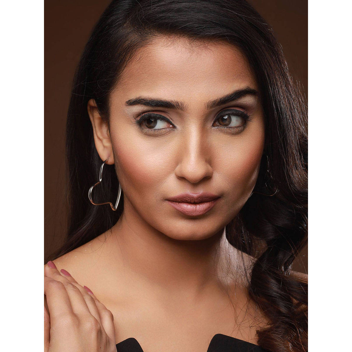 Aatmana Oversized Silver-Toned Heart Hoop Earrings