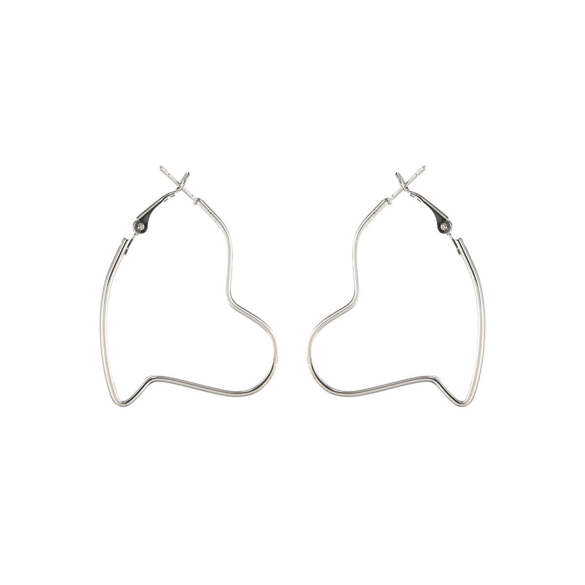 Aatmana Oversized Silver-Toned Heart Hoop Earrings