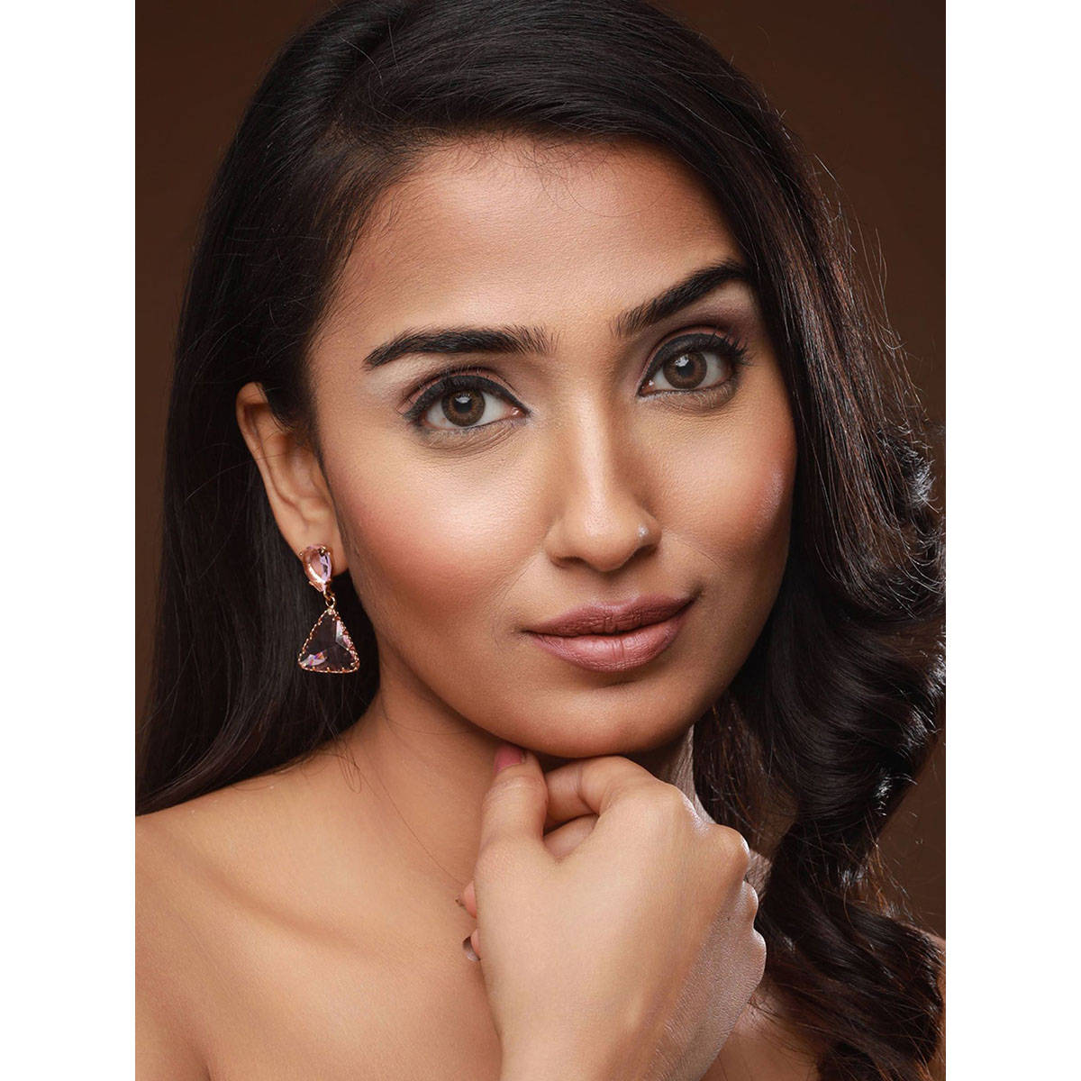 Aatmana Gold Plated Pink Contemporary Drop Earrings · One Size