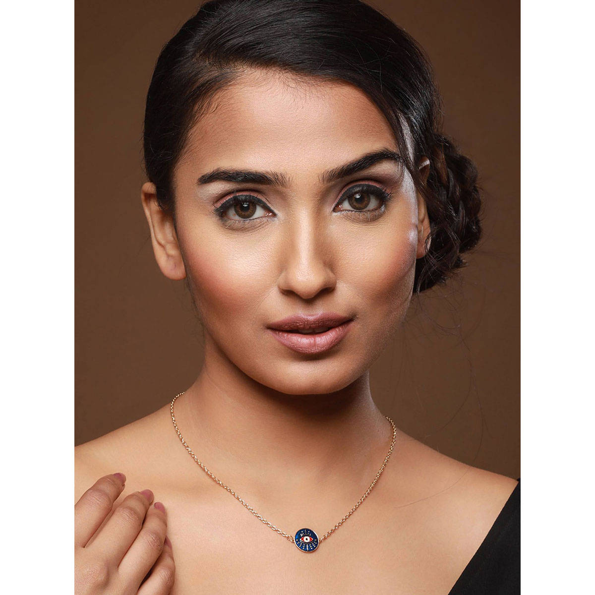 Aatmana Set of 2 Gold Plated Blue & Black Evil Eye Chains · One Size