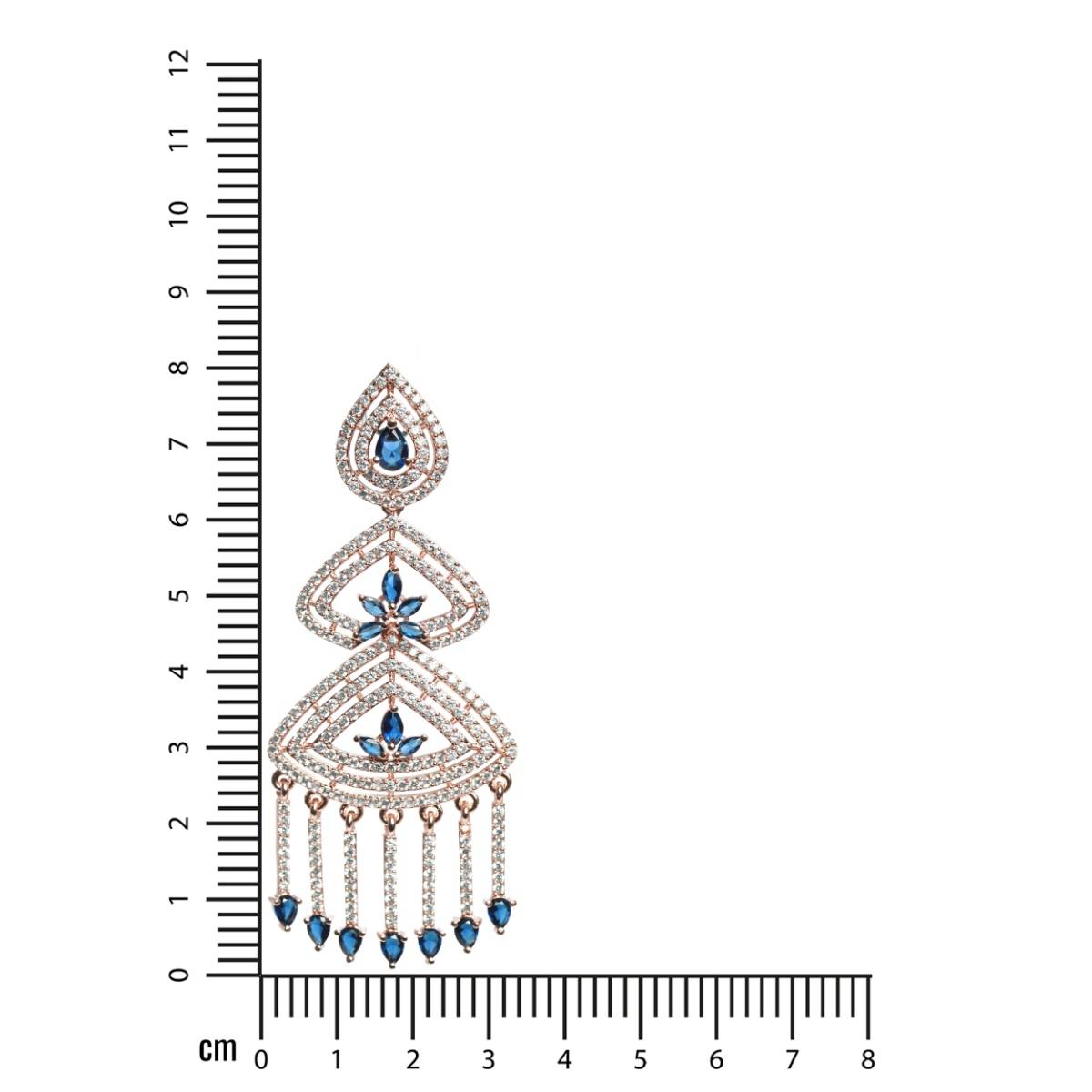Aatmana Rose Gold Plated and Blue Contemporary Floral Drop Earrings