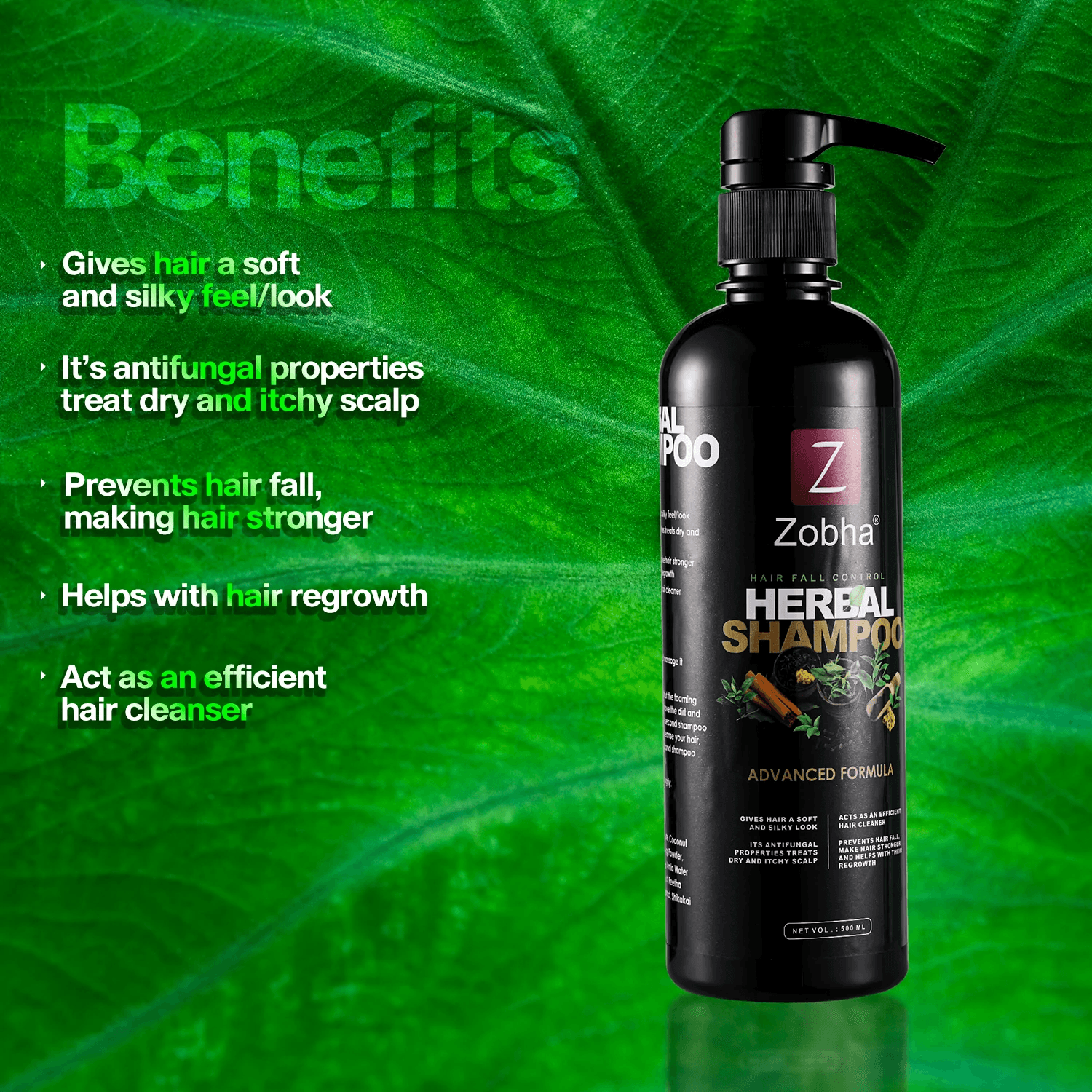 Zobha - HERBAL SHAMPOO WITH ADVANCED FORMULA ~ 500ML