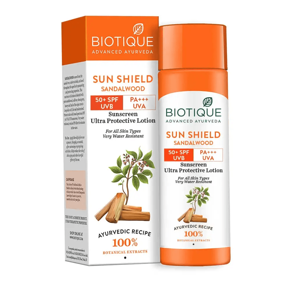 Biotique - Sun Shield Sandalwood 50+SPF UVB Sunscreen Ultra Protective Lotion For All Skin Types (50mL)