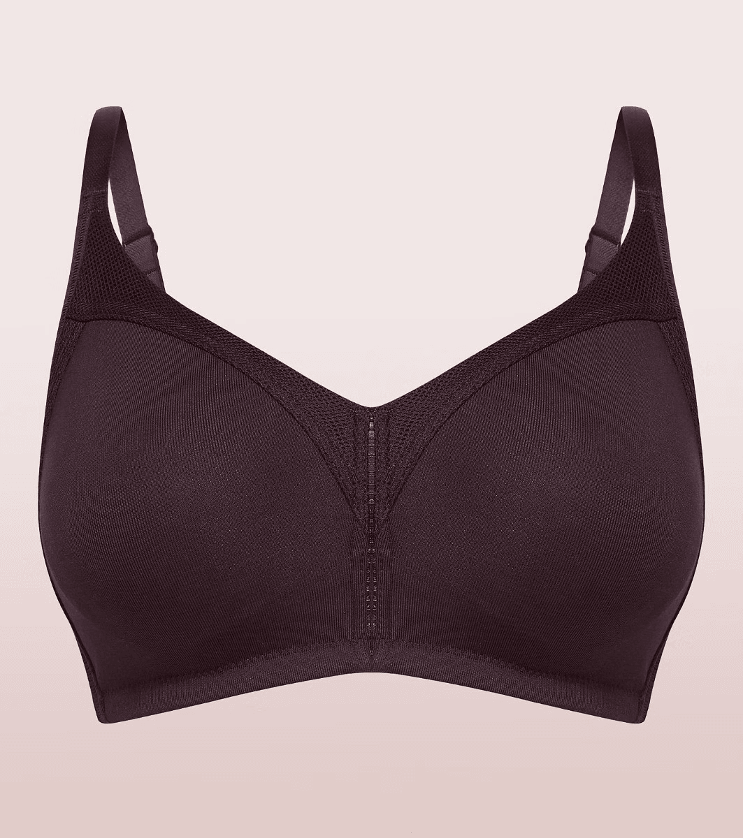 Enamor - M-FRAME JIGGLE CONTROL FULL SUPPORT STRETCH COTTON (Color - Purple) BRA (AB75) 01N