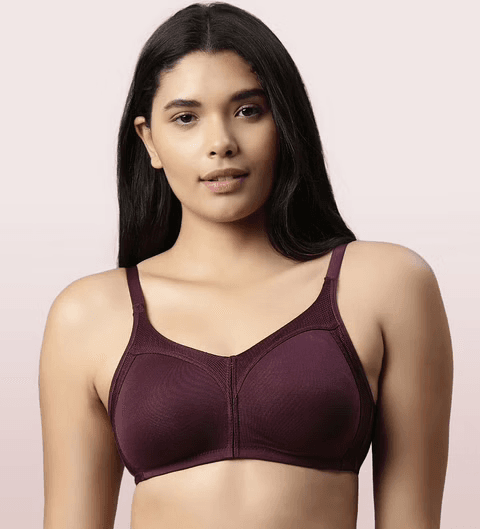 Enamor - M-FRAME JIGGLE CONTROL FULL SUPPORT STRETCH COTTON (Color - Purple) BRA (AB75) 01N