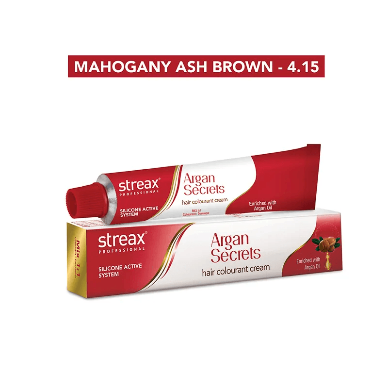 Streax Professional - Argan Secrets Hair Colourant Cream - (Mahogany Ash Brown 4.15) (60gm)