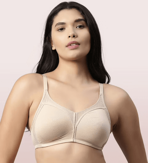 Enamor - M-FRAME JIGGLE CONTROL FULL SUPPORT STRETCH COTTON (Color - Paleskin) BRA (AB75) 01N