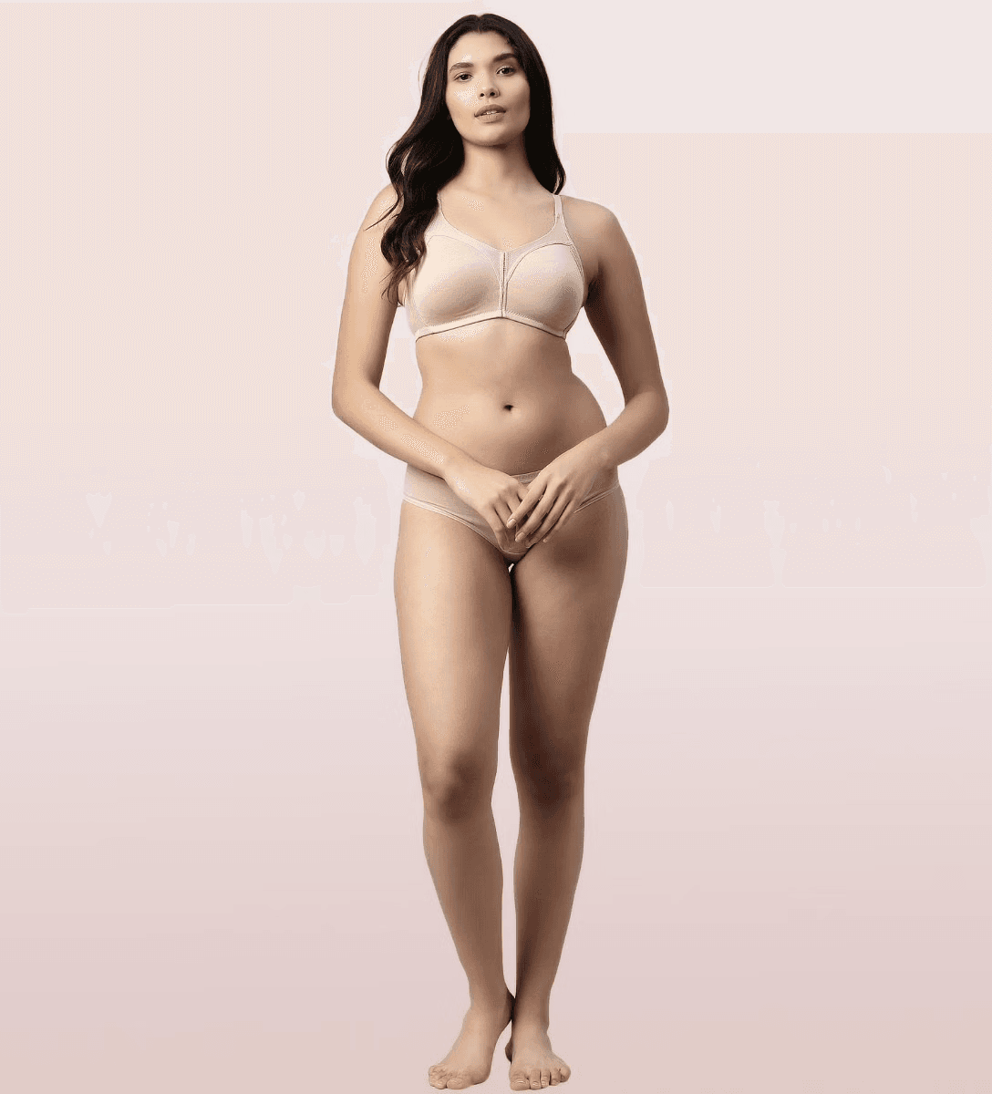 Enamor - M-FRAME JIGGLE CONTROL FULL SUPPORT STRETCH COTTON (Color - Paleskin) BRA (AB75) 01N
