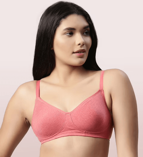 ENAMOR - (A042 - 01N) SIDE SUPPORT SHAPER SUPIMA COTTON EVERYDAY BRA (COLOR - TOMATO MELANGE)