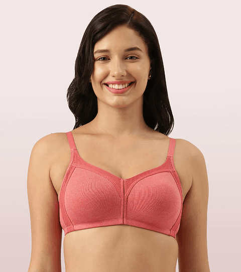 Enamor - M-FRAME JIGGLE CONTROL FULL SUPPORT STRETCH COTTON (Color - Tomato Melange) BRA (AB75) 01N