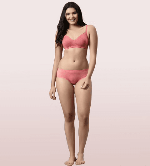ENAMOR - (A042 - 01N) SIDE SUPPORT SHAPER SUPIMA COTTON EVERYDAY BRA (COLOR - TOMATO MELANGE)