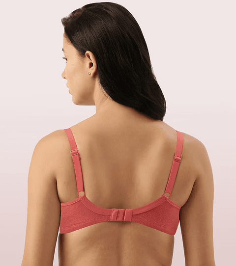 Enamor - M-FRAME JIGGLE CONTROL FULL SUPPORT STRETCH COTTON (Color - Tomato Melange) BRA (AB75) 01N