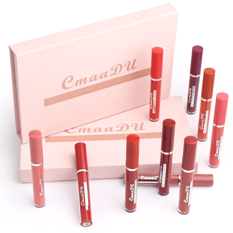 Cmaadu - 10 Colors Lipstick Set Liquid Matte Waterproof Makeup Lip Gloss