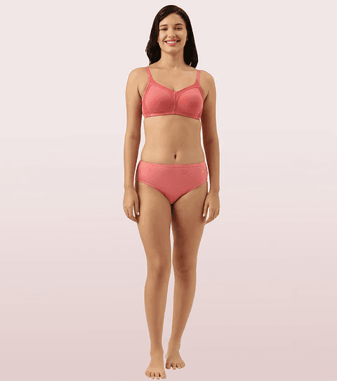 Enamor - M-FRAME JIGGLE CONTROL FULL SUPPORT STRETCH COTTON (Color - Tomato Melange) BRA (AB75) 01N