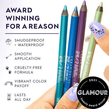 Urban - HEAVY METAL GLITTER EYELINER (SHADE-SPANDEX) WITH 24/7 GLIDE-ON EYE PENCIL (SHADE-LSD) - COMBO