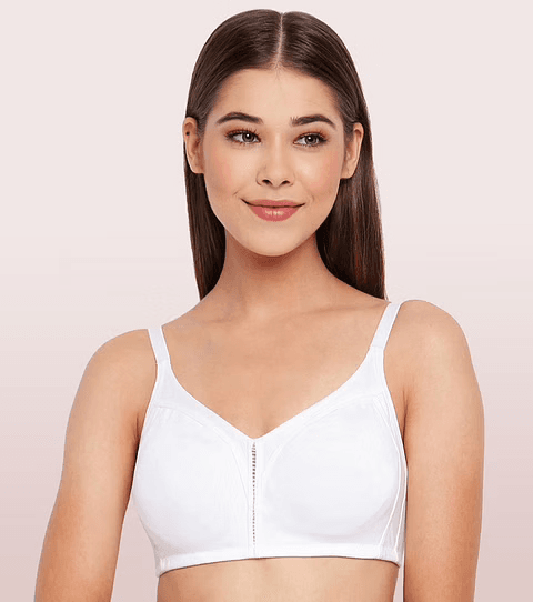 Enamor - M-FRAME JIGGLE CONTROL FULL SUPPORT STRETCH COTTON (Color - White) BRA (AB75) 01N