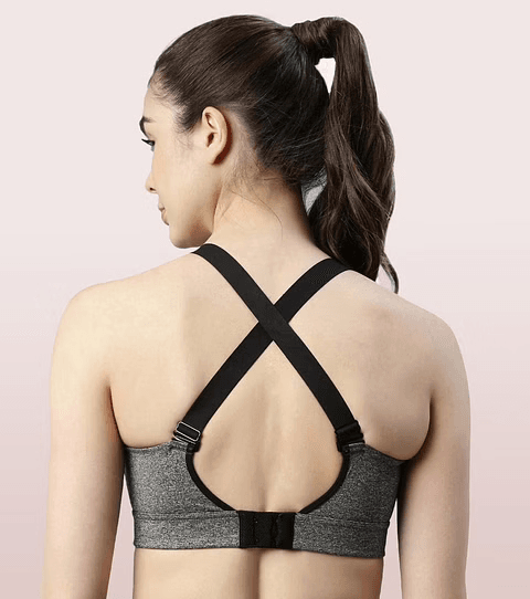 ENAMOR - CONVERTIBLE BACK HIGH IMPACT SPORTS BRA (COLOR - GREY MELANGE - SB18 - 01N)