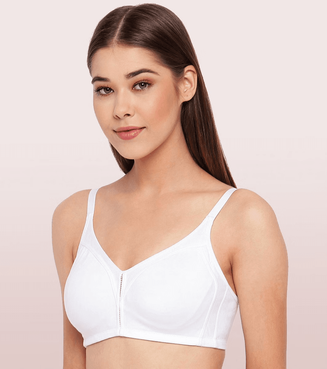 Enamor - M-FRAME JIGGLE CONTROL FULL SUPPORT STRETCH COTTON (Color - White) BRA (AB75) 01N