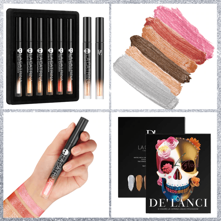 Delanci - 6 Color La Catrina Glitter & Glow Liquid Eyeshadow Set Palette