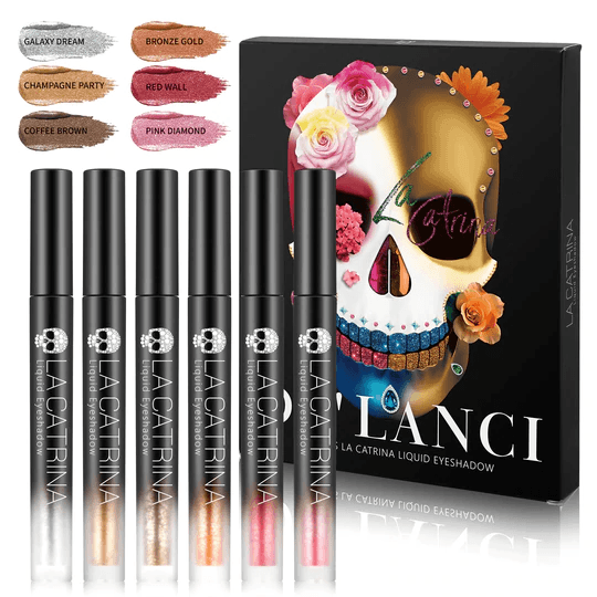 Delanci - 6 Color La Catrina Glitter & Glow Liquid Eyeshadow Set Palette