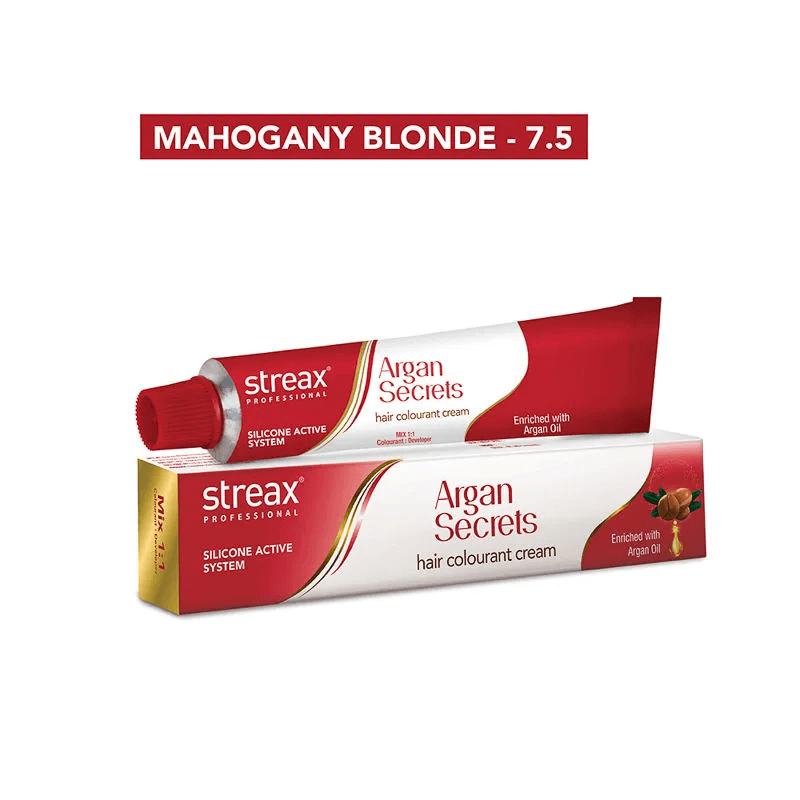 Streax Professional - Argan Secrets Hair Colourant Cream - (Mahogany Blonde 7.5) (60gm)