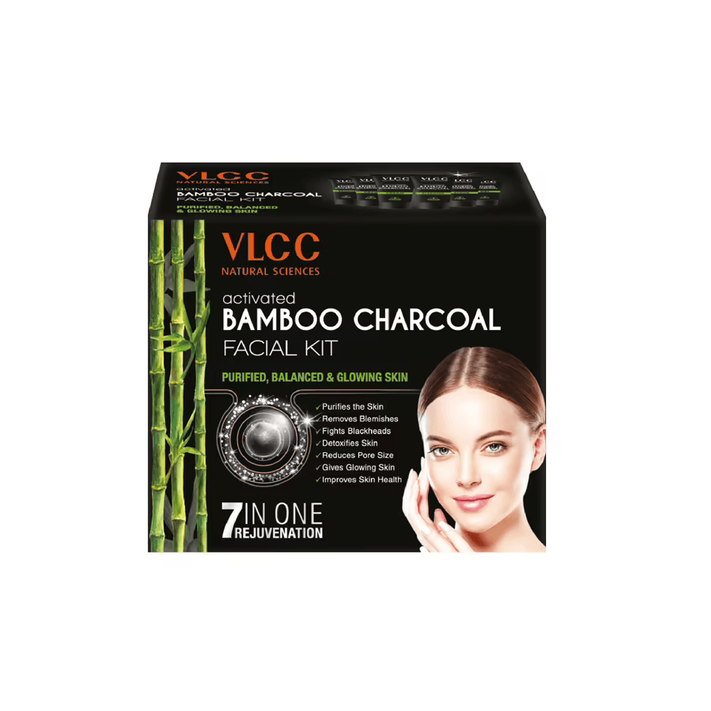 VLCC - Activated Bamboo Charcoal Facial Kit 7 In 1 (300g) + Free VLCC Rose Water Toner (100mL)