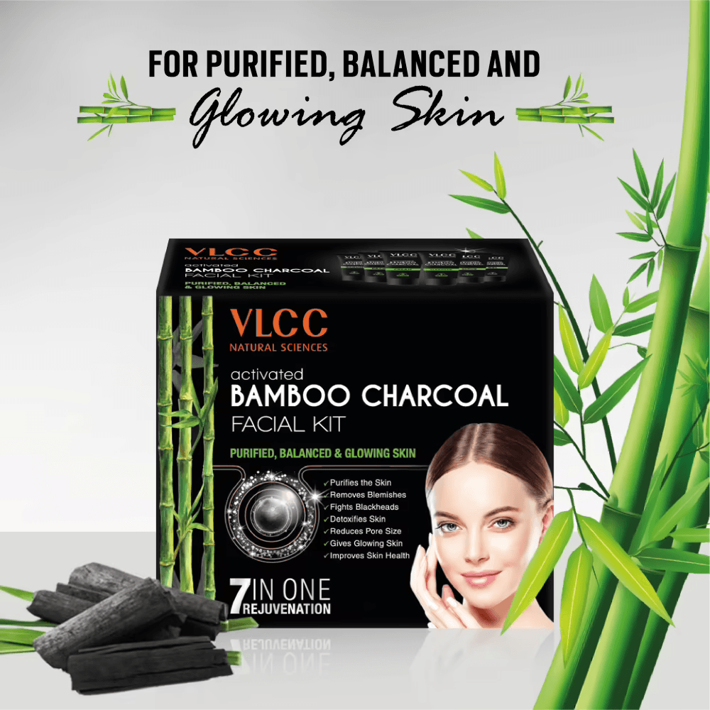 VLCC - Activated Bamboo Charcoal Facial Kit 7 In 1 (300g) + Free VLCC Rose Water Toner (100mL)