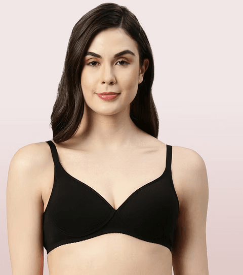 ENAMOR - PERFECT COVERAGE SUPIMA COTTON T-SHIRT BRA (A039 - 01N - COLOR - BLACK)