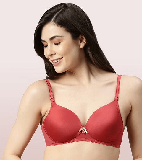 ENAMOR - INVISIBLE NECKLINE T-SHIRT BRA (COLOR - MINERAL RED - 01 N) - F065