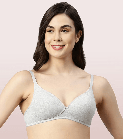 ENAMOR - PERFECT COVERAGE SUPIMA COTTON T-SHIRT BRA (A039 - 01N - COLOR - Grey Melange)