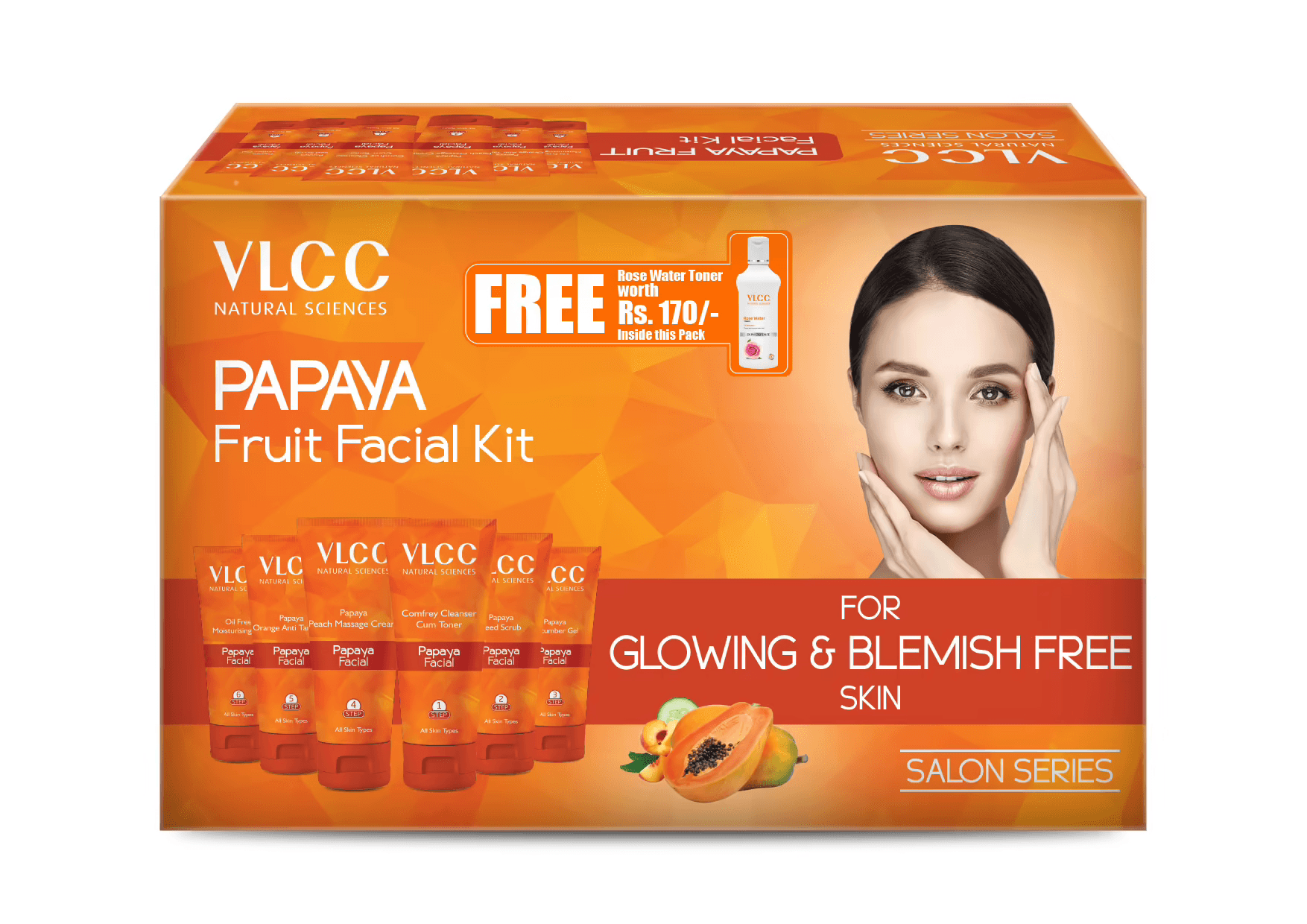 VLCC - Papaya Fruit Facial Kit + FREE Rose Water Toner Worth Rs 170 (300g + 100mL)