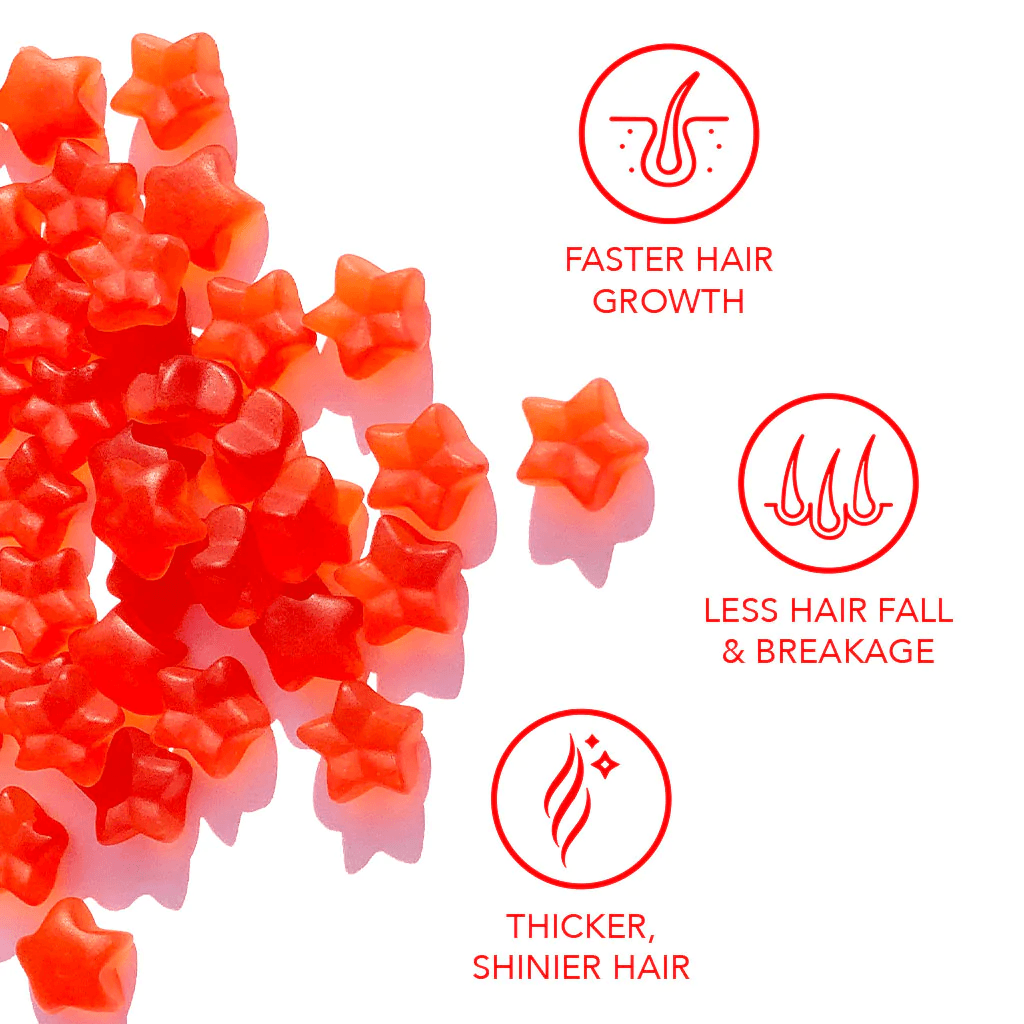 HAIRtamin - Fast Hair Growth Biotin Vitamins Supports Stronger Longer Thicker Supplement one pack (30 Vegan Gummies)