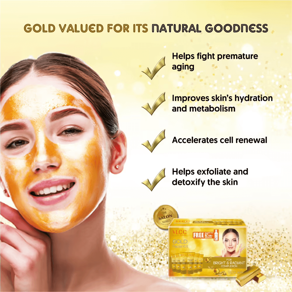 VLCC - Gold Facial Kit + FREE Rose Water Toner Worth Rs 170 (300g + 100mL)