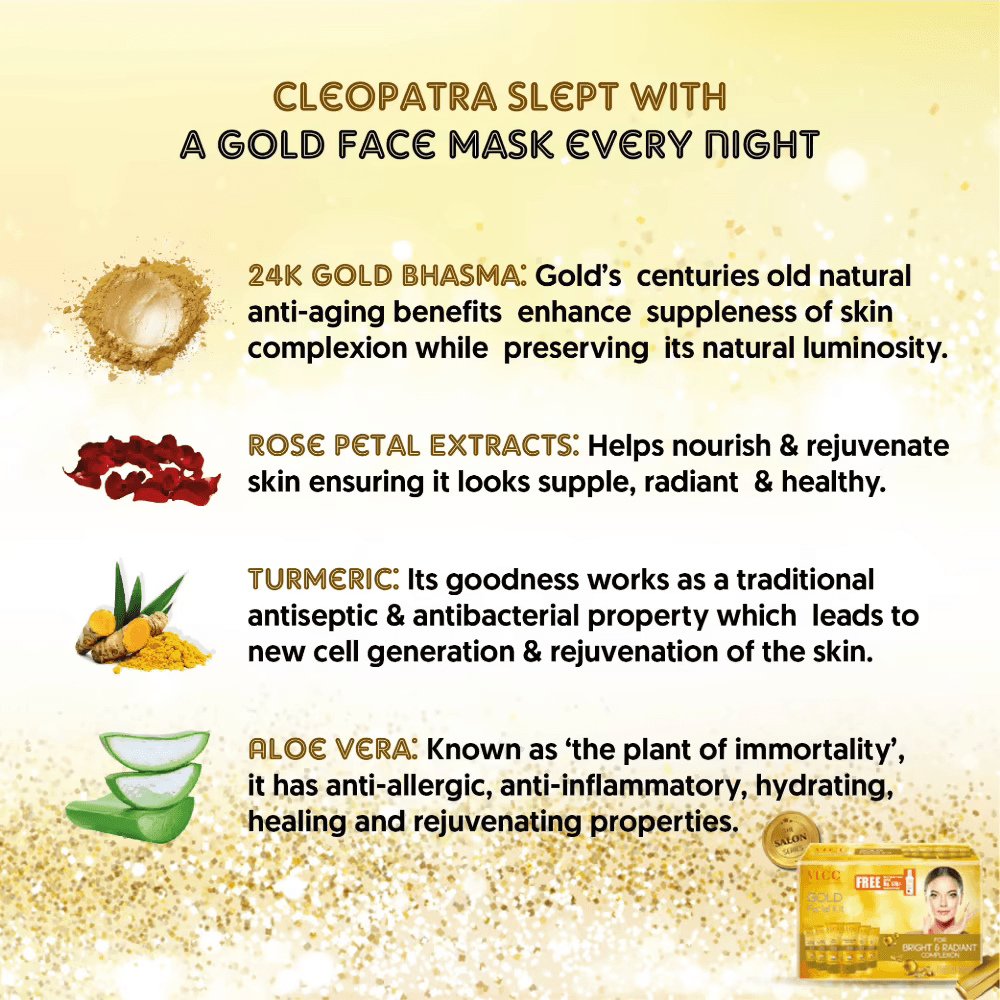 VLCC - Gold Facial Kit + FREE Rose Water Toner Worth Rs 170 (300g + 100mL)