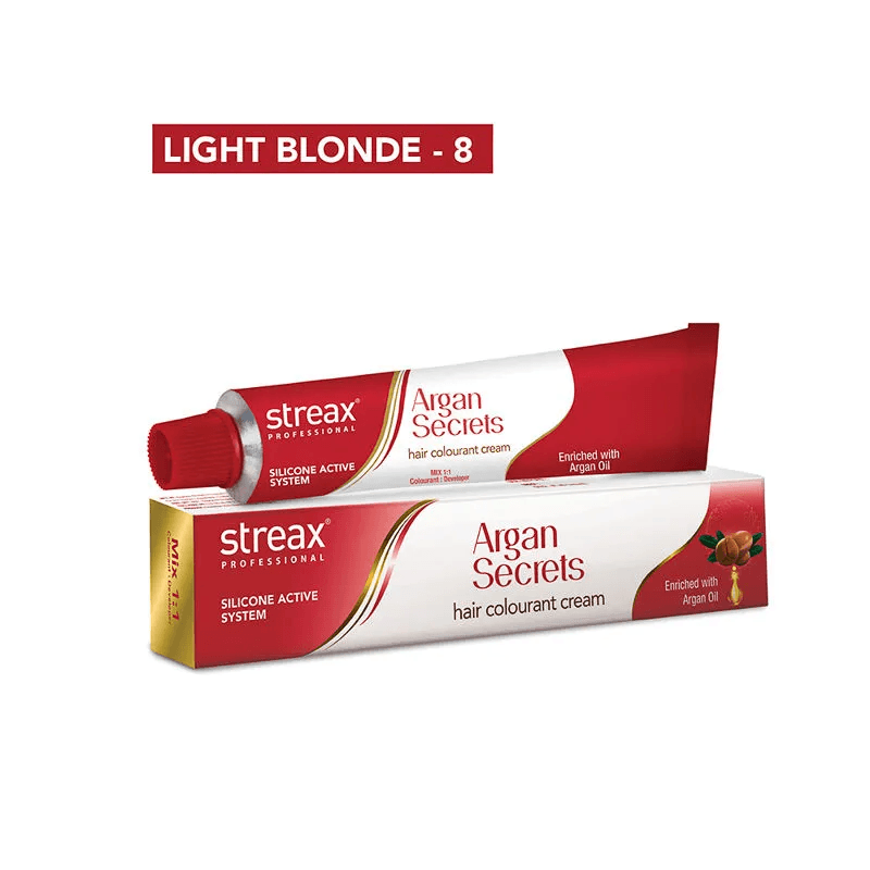 Streax Professional - Argan Secrets Hair Colourant Cream - (Light Blonde 8) (60gm)